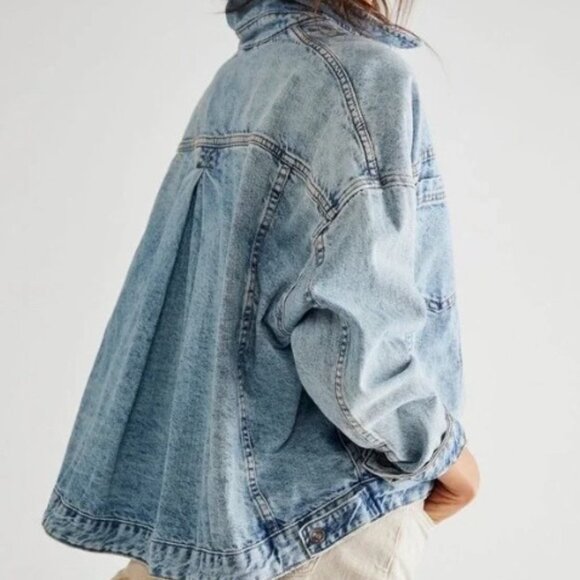 Free People We The Free Opal Swing Denim Jacket Blue MED - Picture 1 of 8